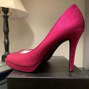 INC Pink Glitter Platform Heels